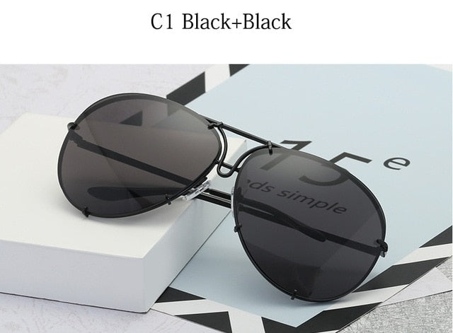 Black Pilot Metal Luxury Brand Sunglasses UV400